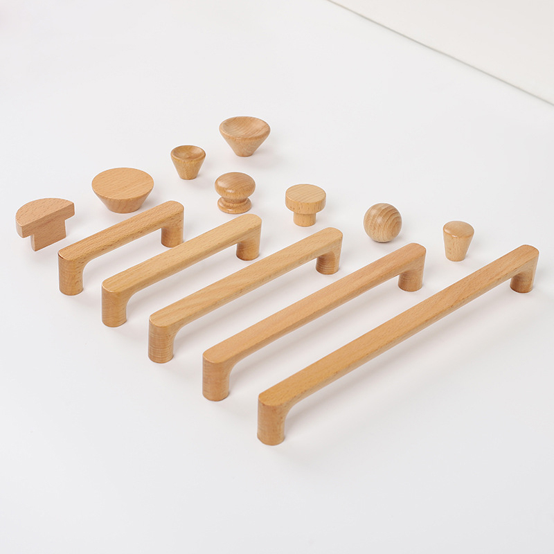 Furniture Hardware China - 北欧木製家具ハンドル ブナ材キッチンキャビネットハンドル ワードローブ食器棚引き出しノブ ソリッドハードウェアプルハンドル