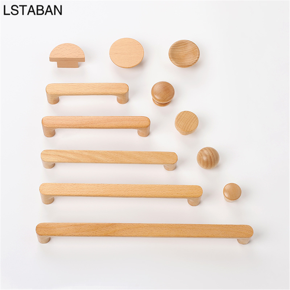 Furniture Hardware China - 北欧風木製キャビネットハンドル 無垢材家具 キッチンドアハンドル ワードローブ 食器棚 引き出しノブ