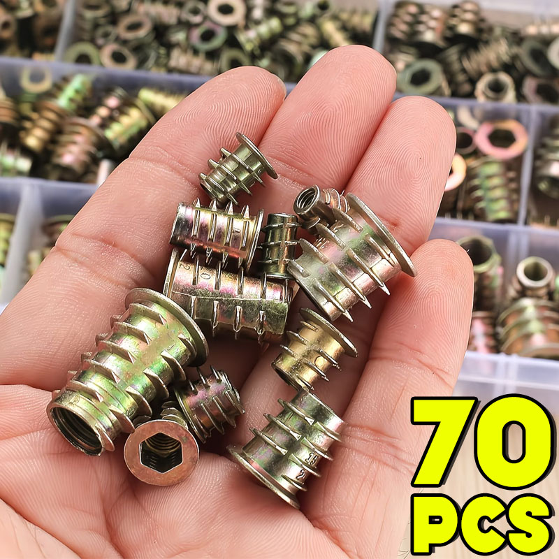 Furniture Hardware Threaded Inserts - M4/M5/M6 ネジ付きインサートナット E-nut キット フラッシュナットインサート 木製ボルト