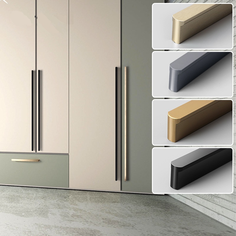 Drawer Pull Gold - キャビネットドア用丸みを帯びたハンドル,アルミニウム合金,デラックス,クローゼット用,80〜600mm