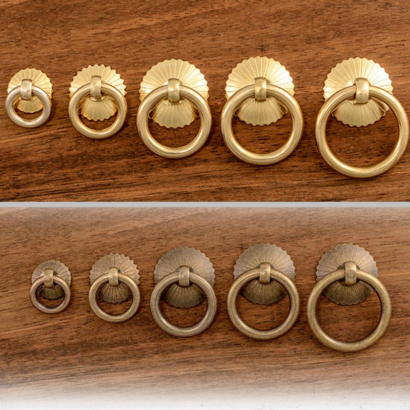 Drawer Pull Gold - ヴィンテージスタイルの真ちゅう製キャビネットリングノブゴールドキッチン引き出しキャビネットドアHandles-1Pack