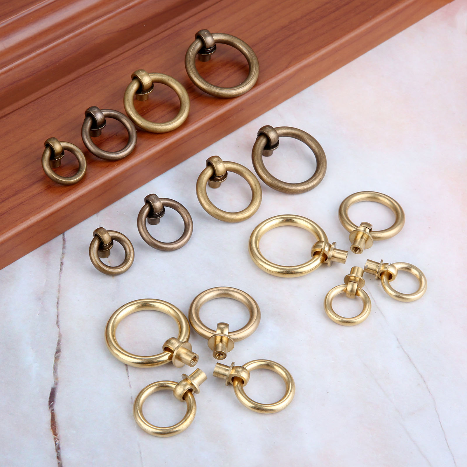 Vintage Furniture Hardware Pulls - 2個アンティーク引き出しキャビネットドアキッチンノブヴィンテージ真鍮ジュエリーボックスリングノブ家具ハードウェア20/25/30/35ミリメートル