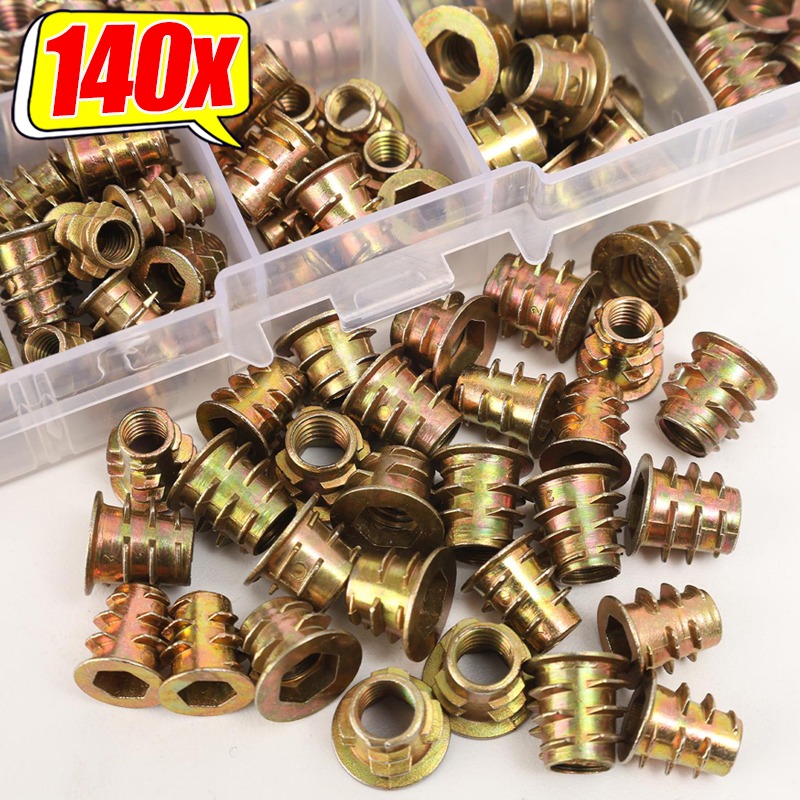 Furniture Hardware Threaded Inserts - 炭素鋼製ねじ込み式インサートナット六角穴付きインサートナットねじボルトファスナーコネクター木製家具用ハードウェアツール