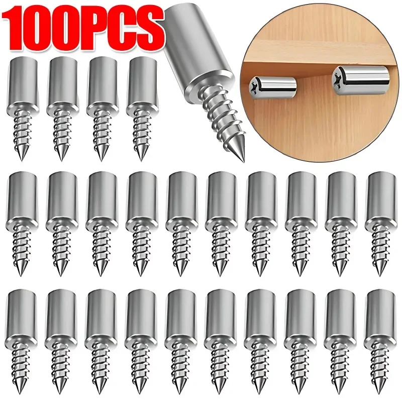 Shelf Peg Support - 100/10 個セルフタッピングネジ層プレートホルダーワードローブセプタムブラケット固定ネジ棚サポートペグ滑り止めスリーブ付き