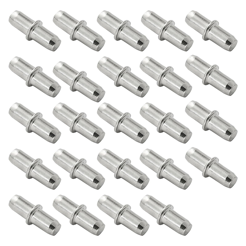 Shelf Peg Support - 24/48/96個入り 5mm棚受けピン、金属製棚受けピン、シルバーの本棚用ピン、ニッケルメッキ棚ピンホルダー