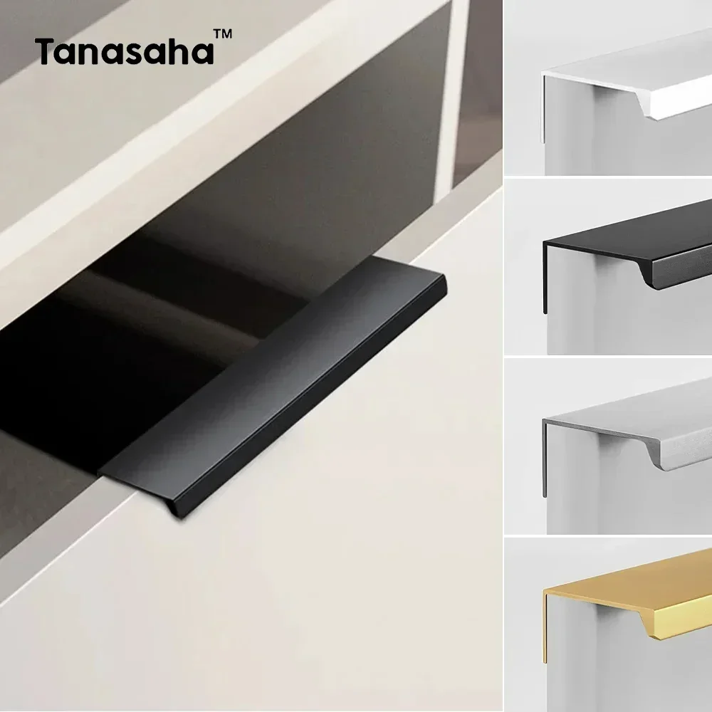 Drawer Pull Gold - ノンパンチ家具ハンドルブラッシュゴールドシルバーマットブラックラッカーホワイトキャビネットハンドルキャビネットと引き出し用の隠しハンドル