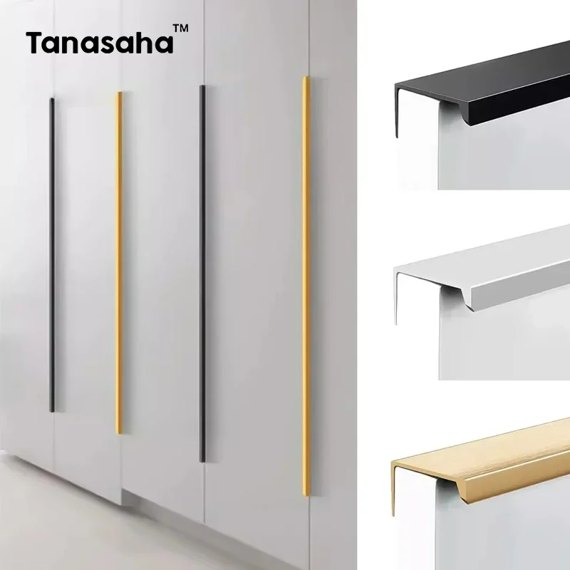 Drawer Pull Gold - 隠し家具ハンドルマットブラックゴールドシルバーキッチンキャビネットプルワードローブプルパンチなしキャビネットと引き出し用ハンドル