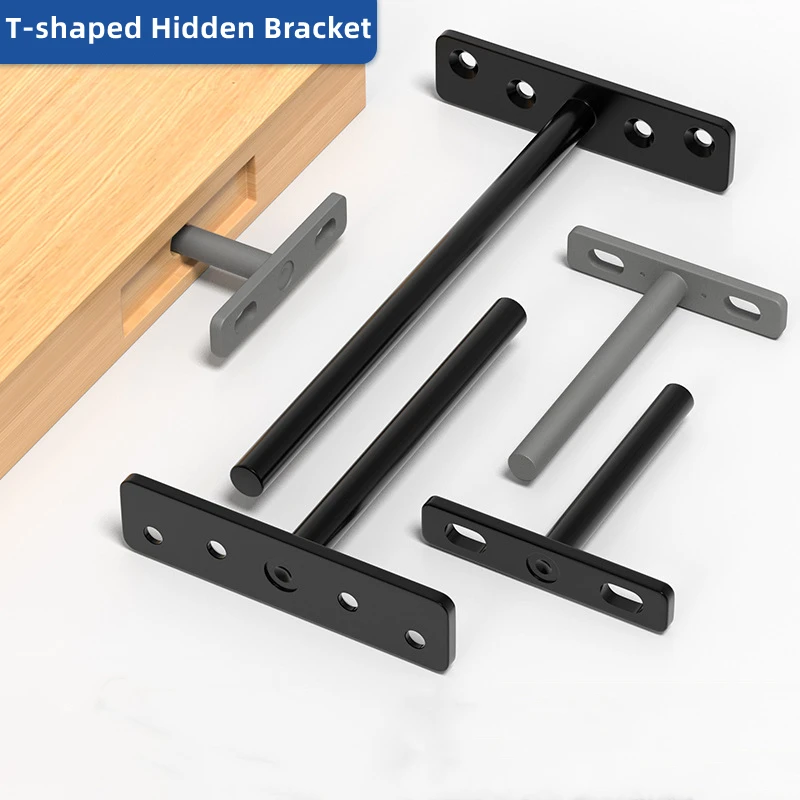 Furniture Hardware Types - 1 個目に見えないサポート T ブラケット壁掛け棚収納棚金属ブラケット高耐久隠し家具ハードウェア