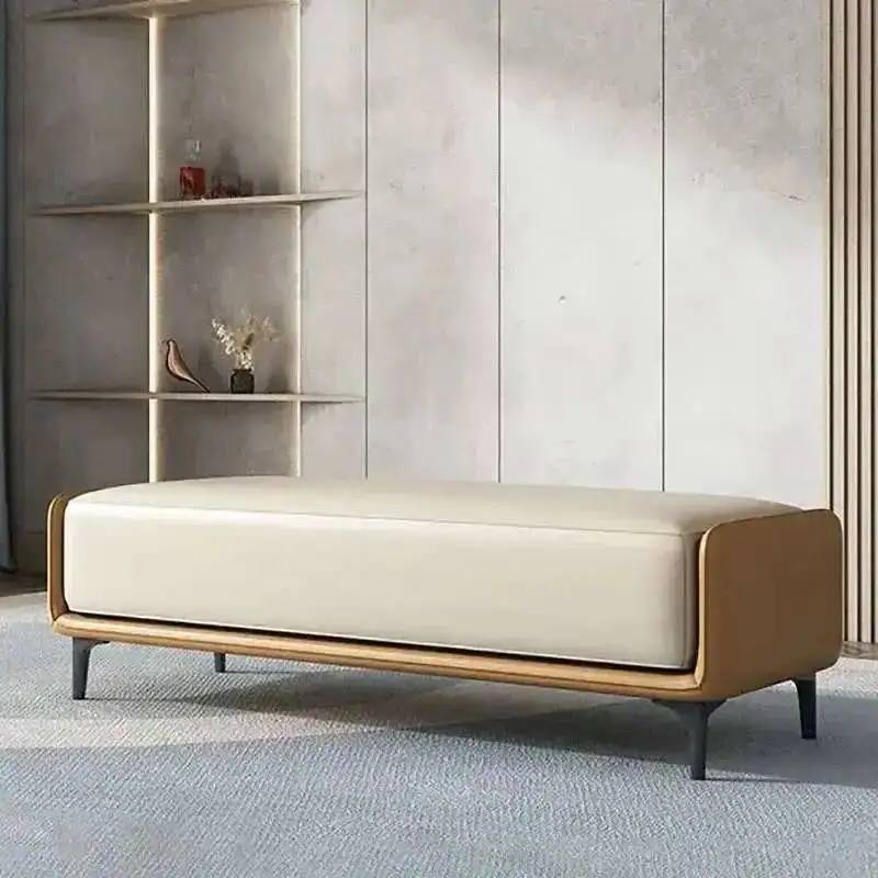 Z. A. Furniture - レザーベッド リビングルームスツール 靴用寝室用スツール イタリア製高級オットマン 北欧風スツール 衣料品店ベンチ