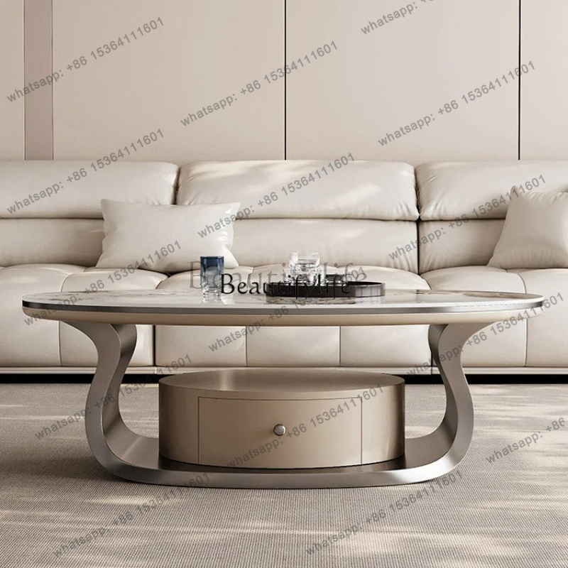 z.ライトラグジュアリーロックスラブオーバルコーヒーテーブル - Z. A. Furniture のレビューと価格