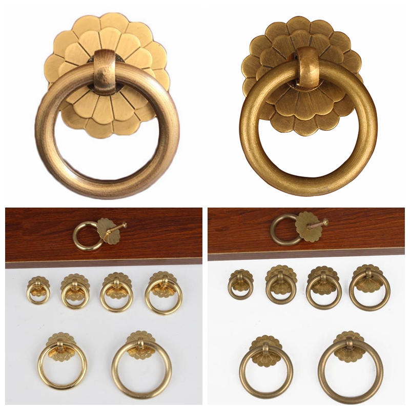 アンティーク真鍮キャビネットリングノブ取手ゴールド/ブロンズ - Drawer Pull Gold のレビューと価格