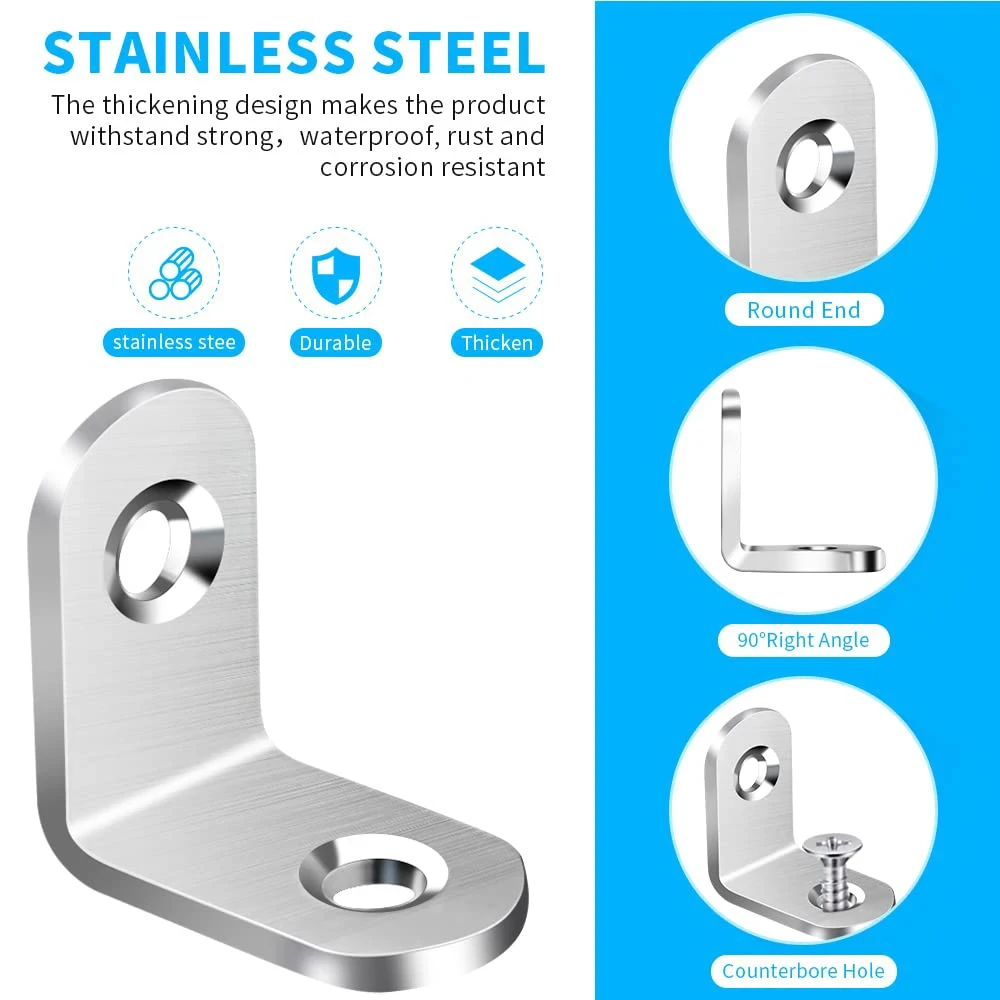 ステンレス鋼製L字ブラケット、直角コーナーブレース、棚、木製 - Shelf Peg Support のレビューと価格
