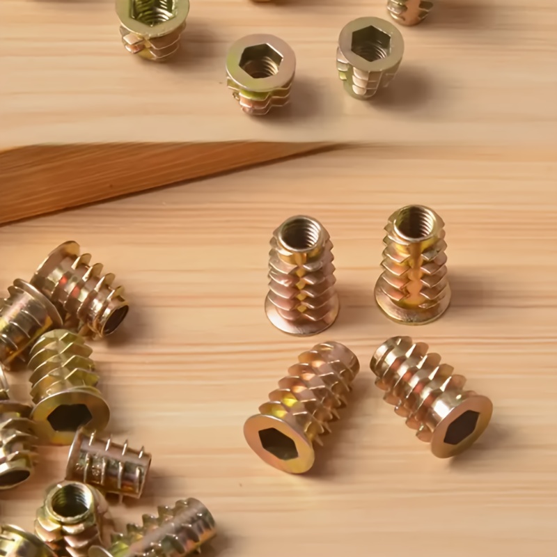100個入り亜鉛合金製ねじ込みインサートM6ナット、台形ナッ - Furniture Hardware Threaded Inserts のレビューと価格