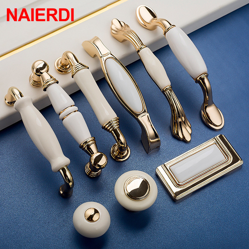 NAIERDI ゴールドホワイトクリームキャビネットハンドル - Drawer Pull Gold のレビューと価格
